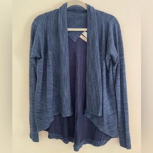 Athleta Nirvana Wear Two Ways Wrap Cardigan in Heathered Blue size Extra Small